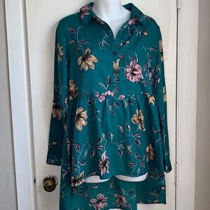 INFLUENCE Green Floral High Low Babydoll Blouse-8